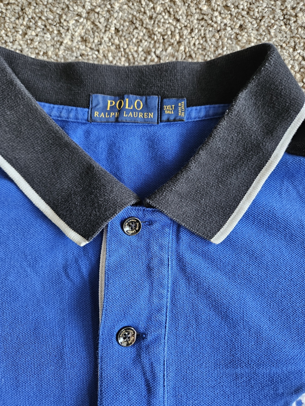 Polo by Ralph Lauren Men’s Blue Contrast-Collar Polo Shirt